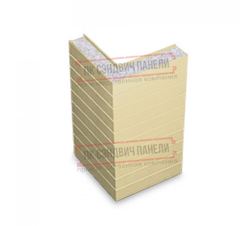 Горизонтальная угловая сэндвич-панель из пенополистирола, ширина 1200мм, толщина 20мм, 0.5/0.5, RAL1014