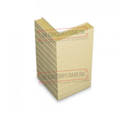 Горизонтальная угловая сэндвич-панель из пенополиизоцианурата, ширина 1000мм, толщина 20мм, 0.5/0.5, RAL1014