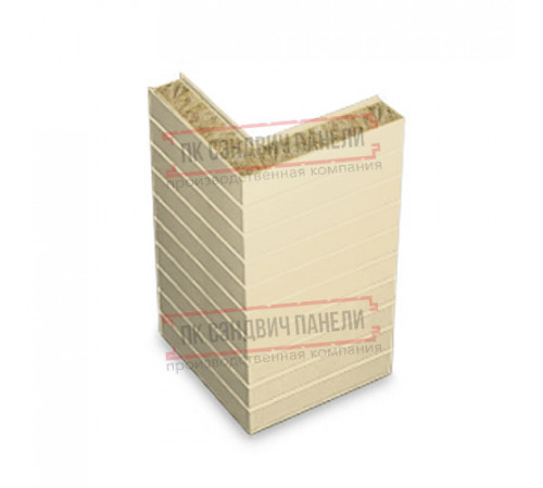 Горизонтальная угловая сэндвич-панель из минеральной ваты, ширина 1200мм, толщина 40мм, 0.5/0.5, RAL1015