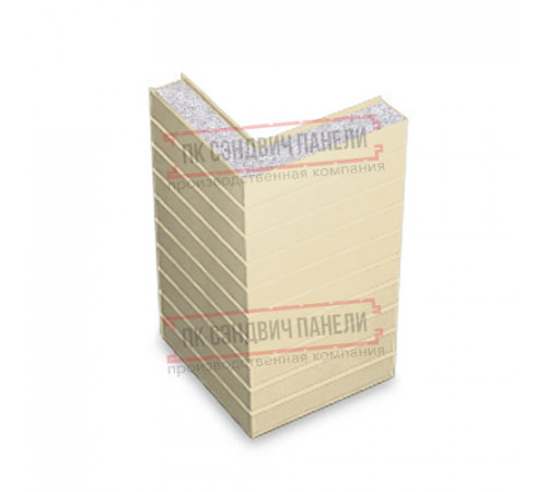 Горизонтальная угловая сэндвич-панель из пенополистирола, ширина 1200мм, толщина 10мм, 0.5/0.5, RAL1015