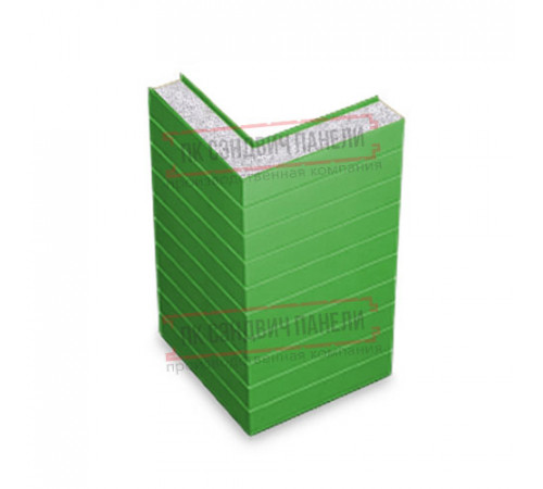 Горизонтальная угловая сэндвич-панель из пенополистирола, ширина 1200мм, толщина 20мм, 0.5/0.5, RAL6018