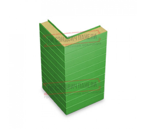 Горизонтальная угловая сэндвич-панель из пенополиизоцианурата, ширина 1000мм, толщина 20мм, 0.5/0.5, RAL6018