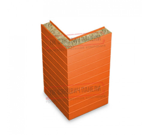 Горизонтальная угловая сэндвич-панель из минеральной ваты, ширина 1200мм, толщина 10мм, 0.5/0.5, RAL2004