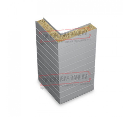 Горизонтальная угловая сэндвич-панель из минеральной ваты, ширина 1200мм, толщина 40мм, 0.5/0.5, RAL7004