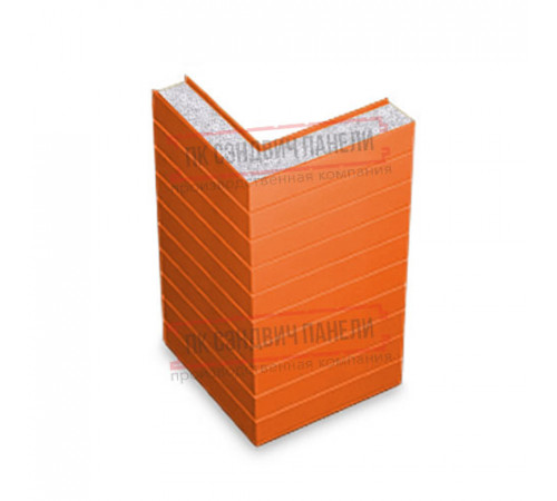 Горизонтальная угловая сэндвич-панель из пенополистирола, ширина 1200мм, толщина 30мм, 0.5/0.5, RAL2004