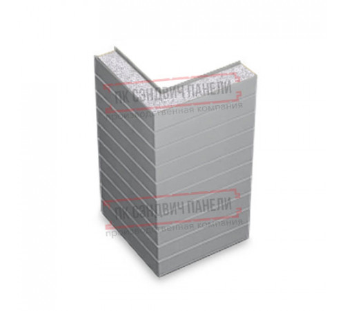 Горизонтальная угловая сэндвич-панель из пенополистирола, ширина 1200мм, толщина 30мм, 0.5/0.5, RAL7004