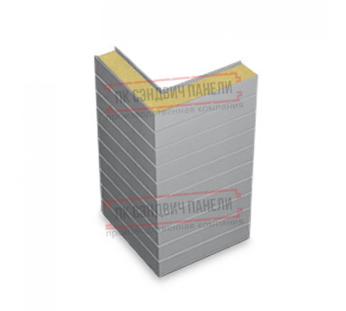 Горизонтальная угловая сэндвич-панель из пенополиизоцианурата, ширина 1000мм, толщина 10мм, 0.5/0.5, RAL7004