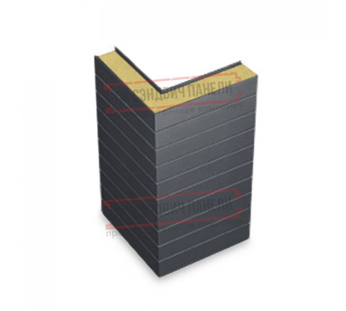 Горизонтальная угловая сэндвич-панель из пенополиизоцианурата, ширина 1000мм, толщина 20мм, 0.5/0.5, RAL7024