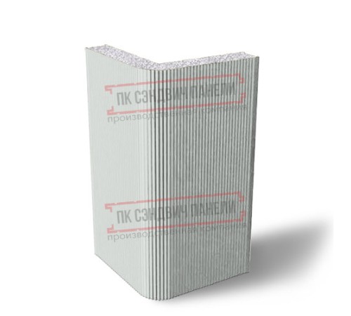 Угловая сэндвич-панель вертикальная из пенополистирола, 0.5/0.5, ширина 1000 мм, толщина 120 мм, RAL7047 Угловая сэндвич-панель вертикальная из пенополистирола, 0.5/0.5, ширина 1000 мм, толщина 120 мм, RAL7047