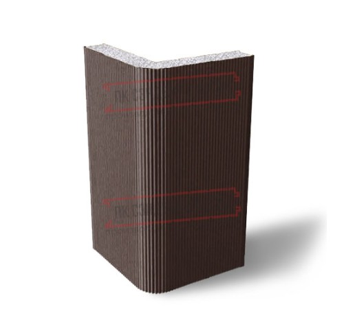 Угловая сэндвич-панель вертикальная из пенополистирола, 0.5/0.5, ширина 1000 мм, толщина 100 мм, RAL8017 Угловая сэндвич-панель вертикальная из пенополистирола, 0.5/0.5, ширина 1000 мм, толщина 100 мм, RAL8017