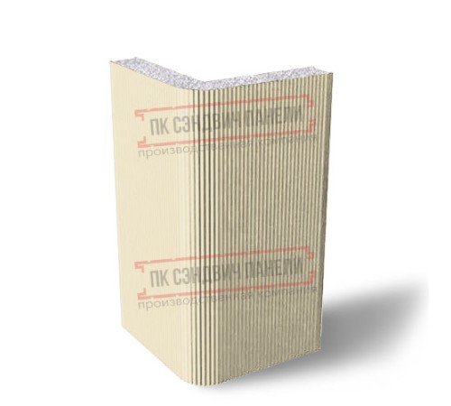 Угловая сэндвич-панель вертикальная из пенополистирола, 0.5/0.5, ширина 1000 мм, толщина 120 мм, RAL1015 Угловая сэндвич-панель вертикальная из пенополистирола, 0.5/0.5, ширина 1000 мм, толщина 120 мм, RAL1015