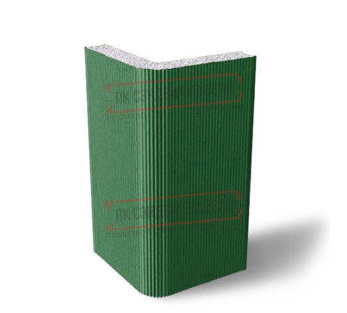 Угловая сэндвич-панель вертикальная из пенополистирола, 0.5/0.5, ширина 1000 мм, толщина 120 мм, RAL6002 Угловая сэндвич-панель вертикальная из пенополистирола, 0.5/0.5, ширина 1000 мм, толщина 120 мм, RAL6002