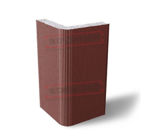 Угловая сэндвич-панель вертикальная из пенополистирола, 0.5/0.5, ширина 1000 мм, толщина 120 мм, RAL3009 Угловая сэндвич-панель вертикальная из пенополистирола, 0.5/0.5, ширина 1000 мм, толщина 120 мм, RAL3009