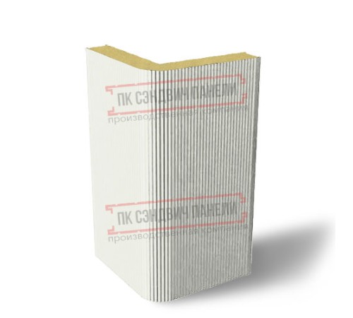 Угловая сэндвич-панель вертикальная из пенополиуретана, 0.5/0.5, ширина 1000 мм, толщина 100 мм, RAL9003 Угловая сэндвич-панель вертикальная из пенополиуретана, 0.5/0.5, ширина 1000 мм, толщина 100 мм, RAL9003