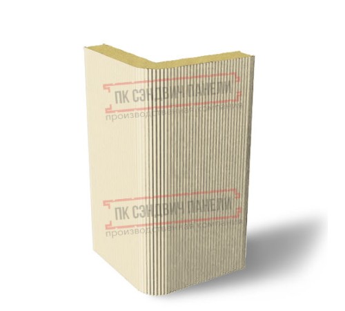 Угловая сэндвич-панель вертикальная из пенополиизоцианурата, 0.5/0.5, ширина 1000 мм, толщина 120 мм, RAL1015 Угловая сэндвич-панель вертикальная из пенополиизоцианурата, 0.5/0.5, ширина 1000 мм, толщина 120 мм, RAL1015