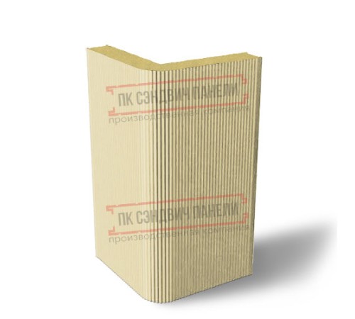 Угловая сэндвич-панель вертикальная из пенополиуретана, 0.5/0.5, ширина 1000 мм, толщина 120 мм, RAL1014 Угловая сэндвич-панель вертикальная из пенополиуретана, 0.5/0.5, ширина 1000 мм, толщина 120 мм, RAL1014