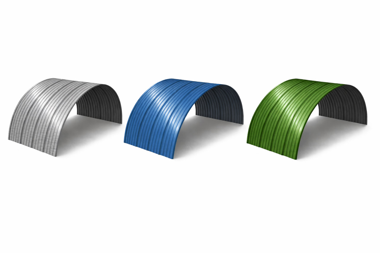 Арочный профнастил НС18ПГ на объекте