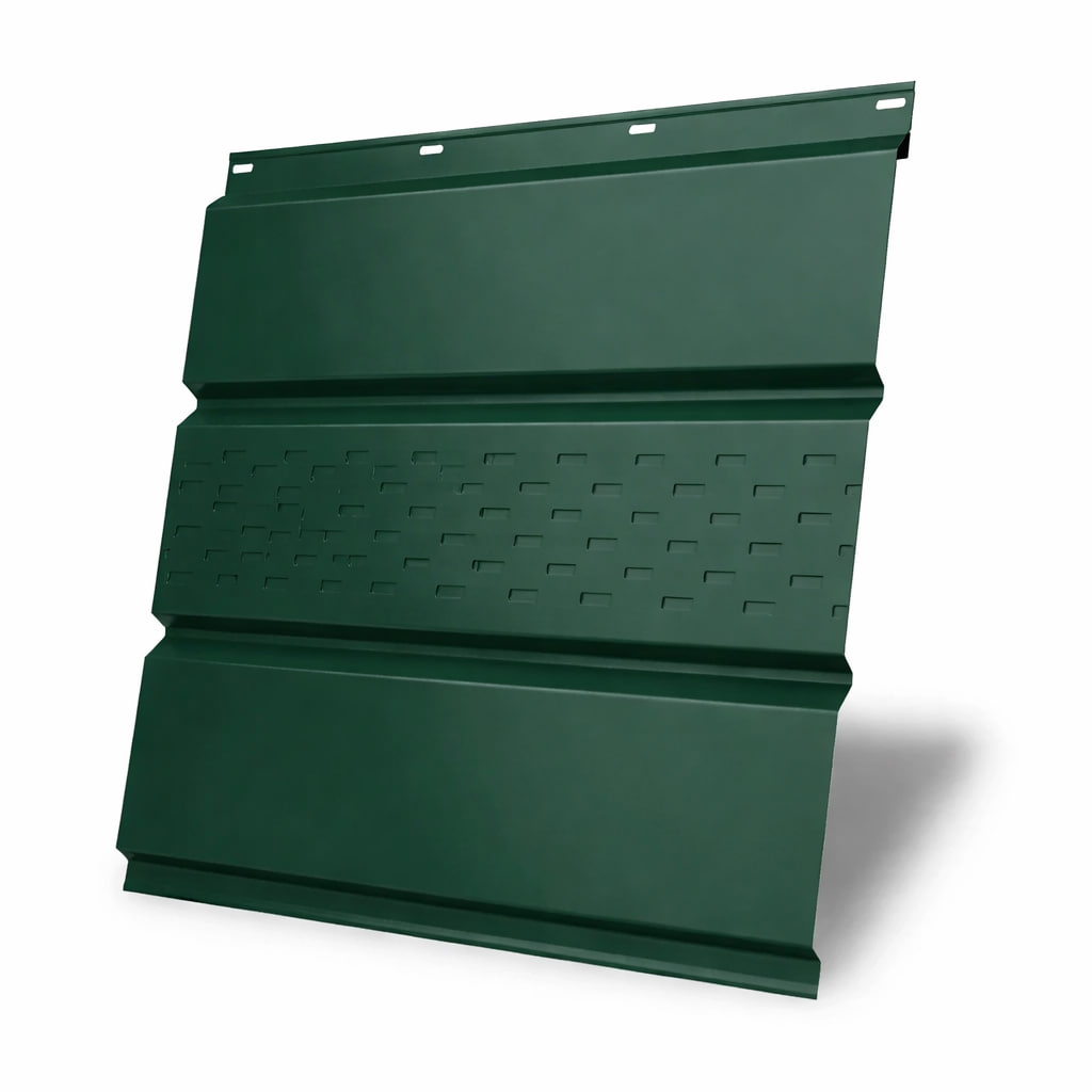 Софит металлический центральная перфорация 0,4 PE с пленкой RAL 6005 Зеленый мох