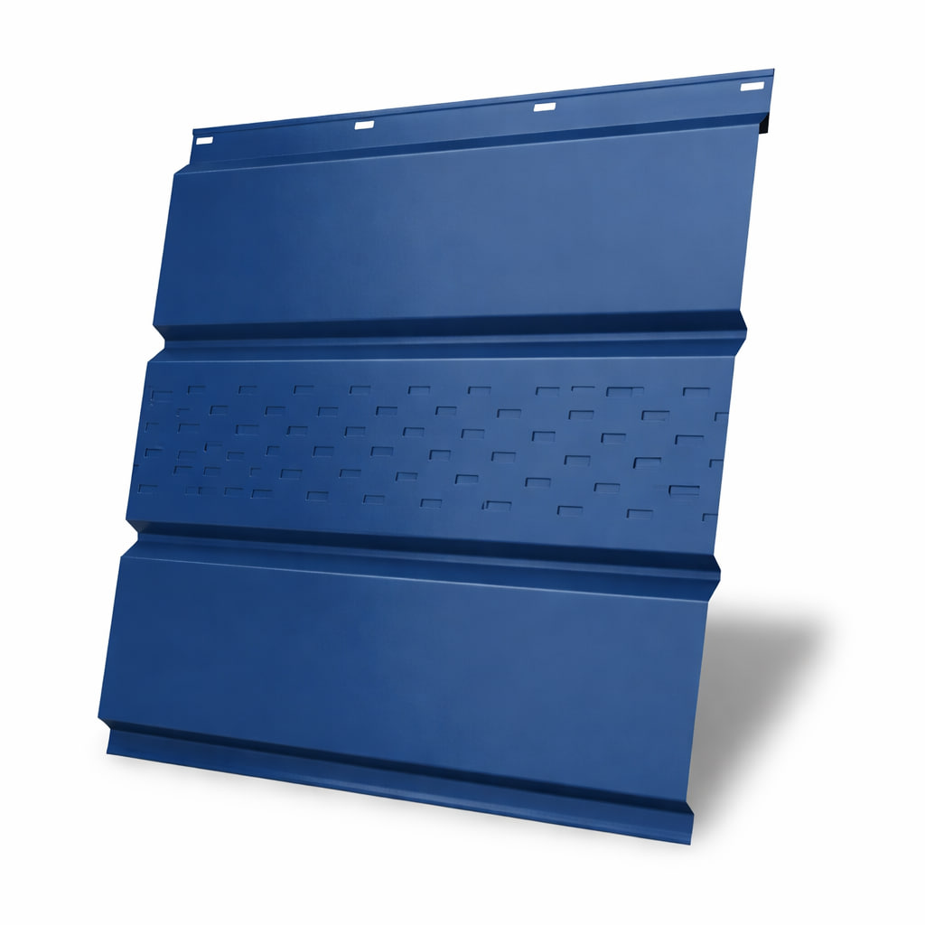 Софит металлический центральная перфорация 0,45 PE с пленкой RAL 5005 Сигнальный синий