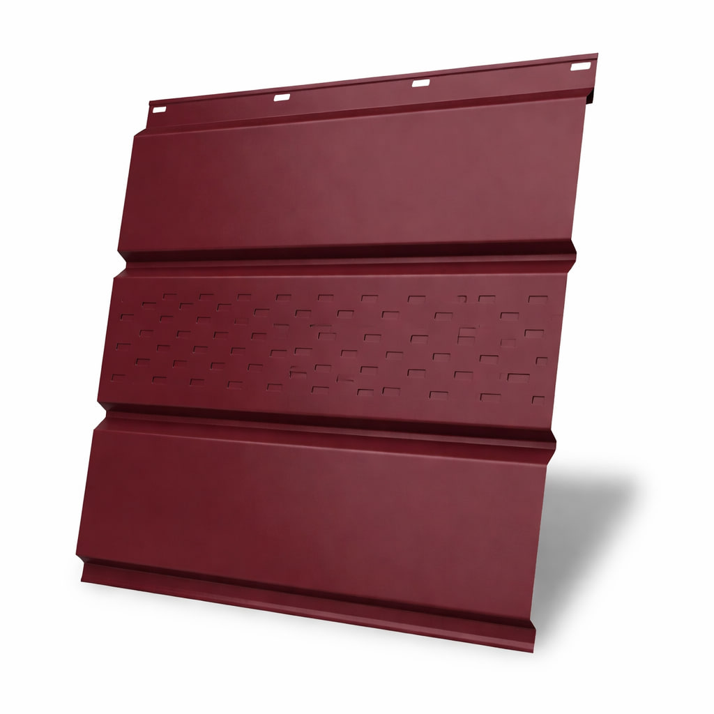 Софит металлический центральная перфорация 0,5 Satin с пленкой RAL 3005 Красное вино