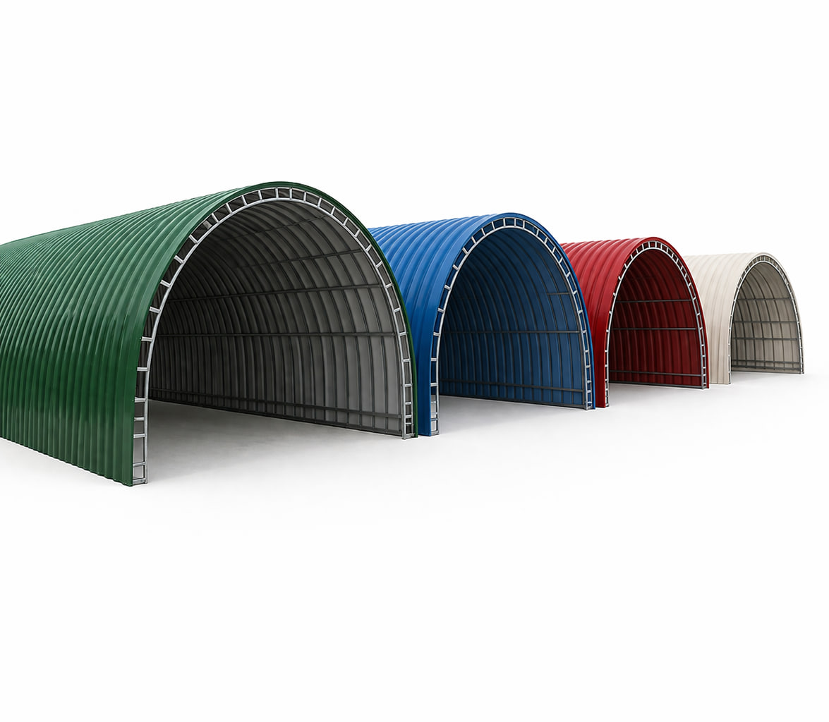 Арочный профнастил МП10ПГ на объекте