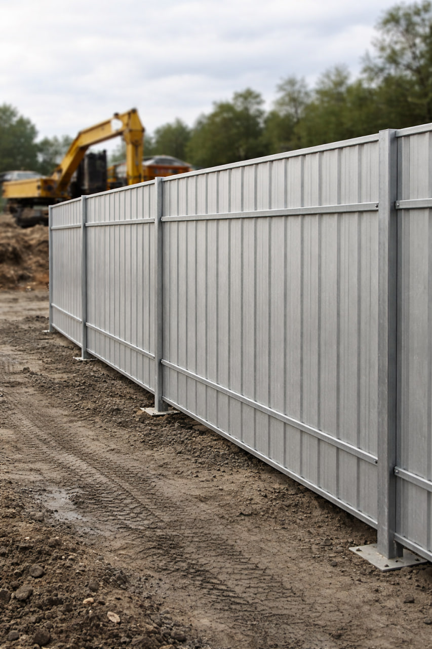 Профнастил МП35 для ограждений: пример монтажа