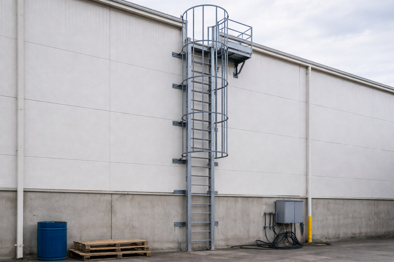 Вертикальная пожарная лестница для складов и производств