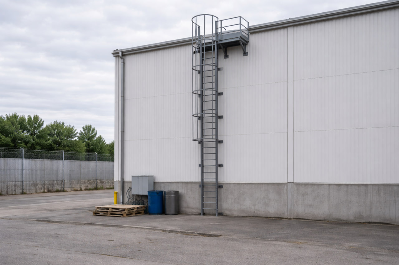 Вертикальная пожарная лестница для коммерческих объектов